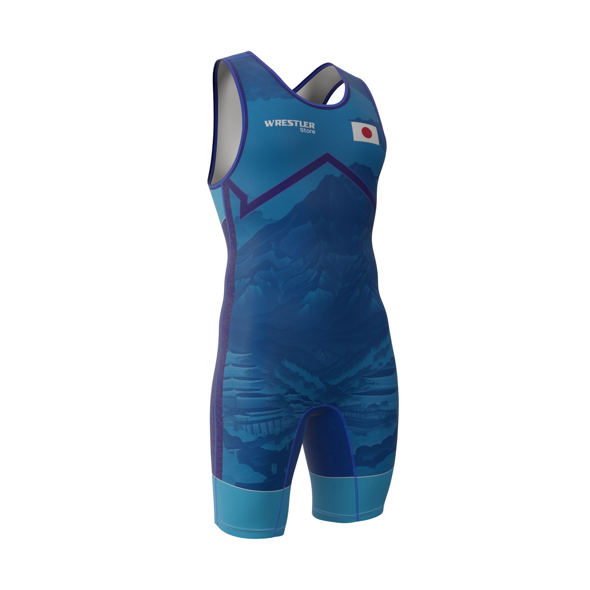 WrestlerStore Ringertrikot Japan Blau von Vorne