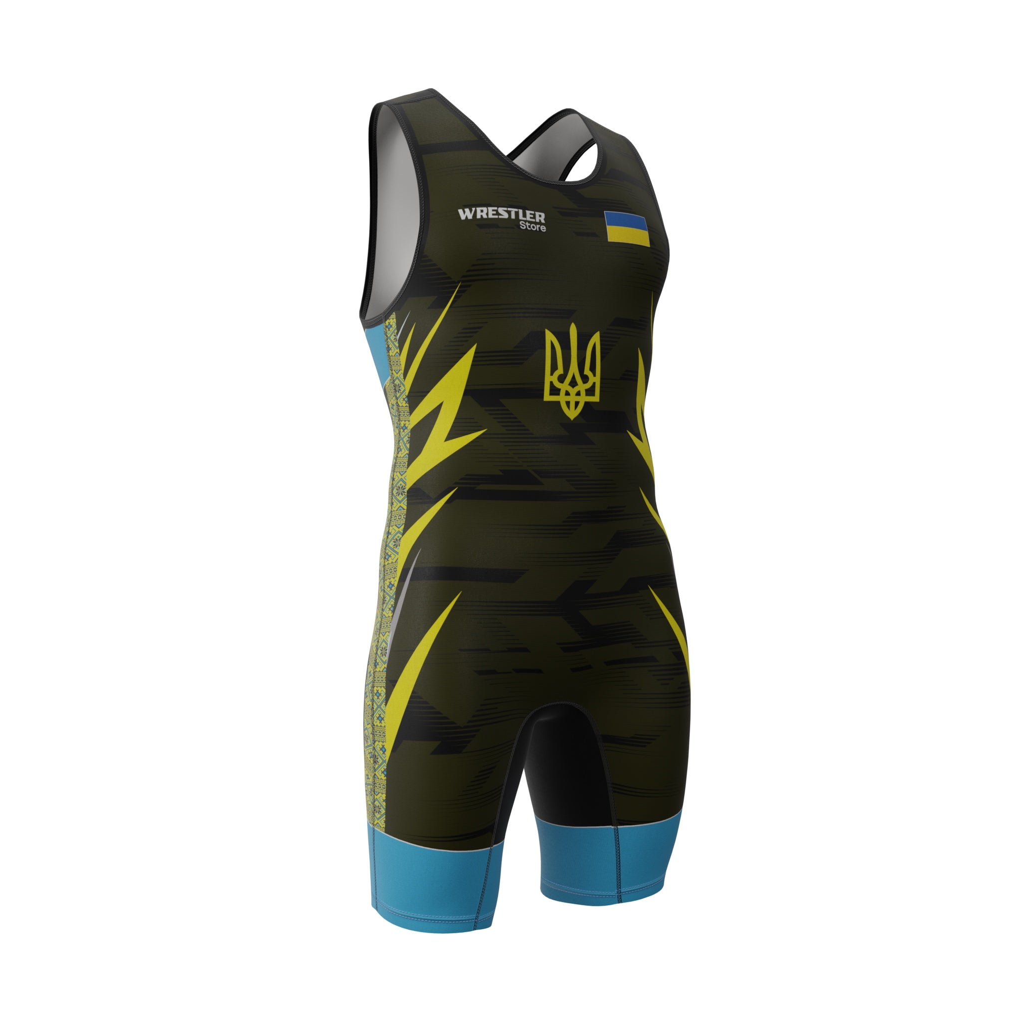 WrestlerStore Ringertrikot Ukraine Blau von Vorne