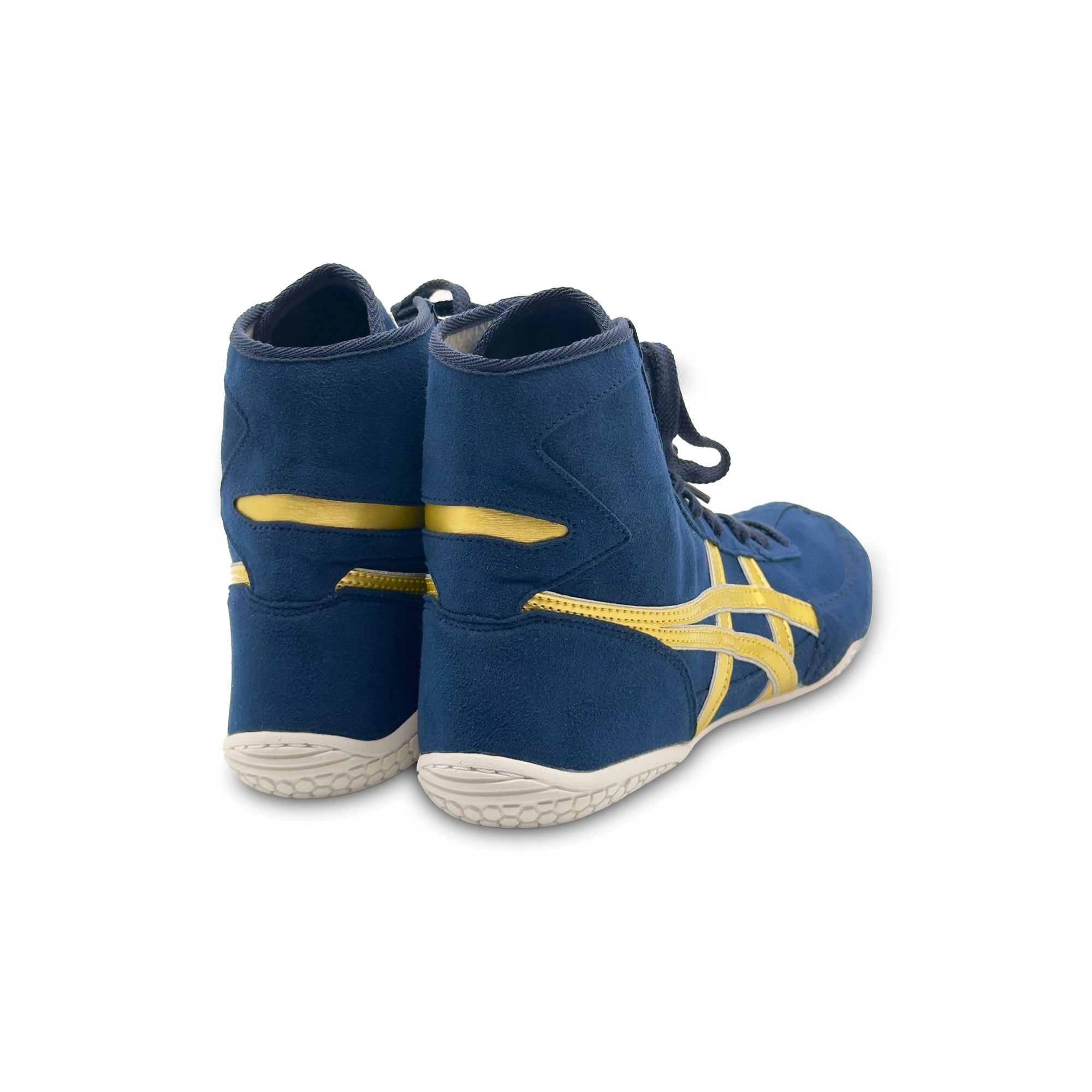 Asics wrestling shoes blue and gold best sale