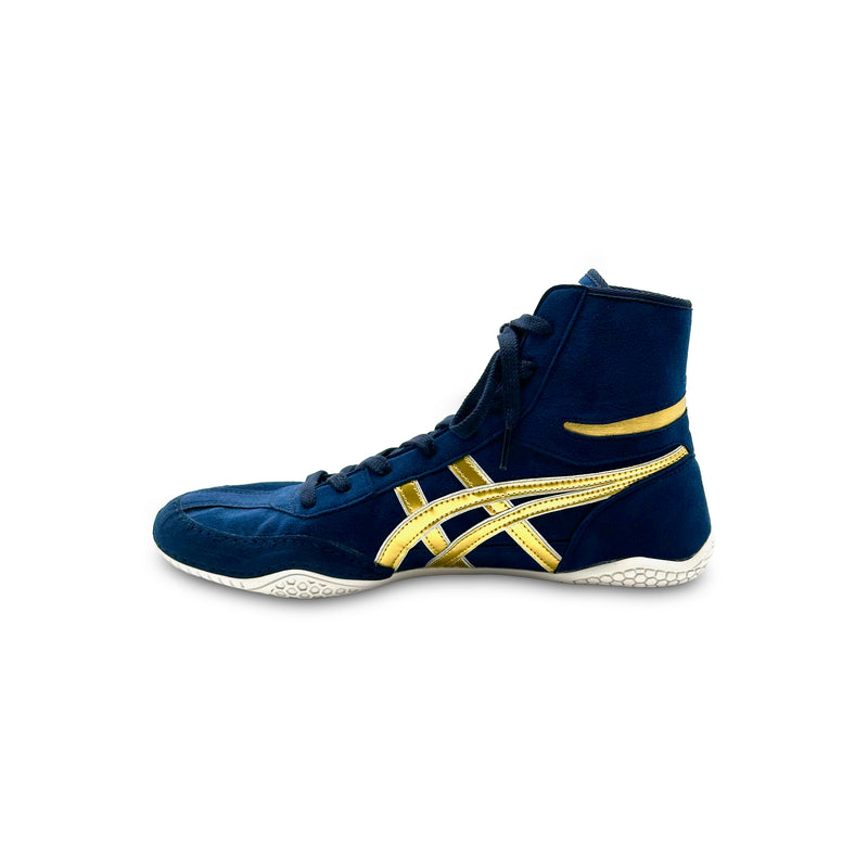 ASICS EX-EO Ringerschuhe Dunkelblau/Gold von der Außenseite