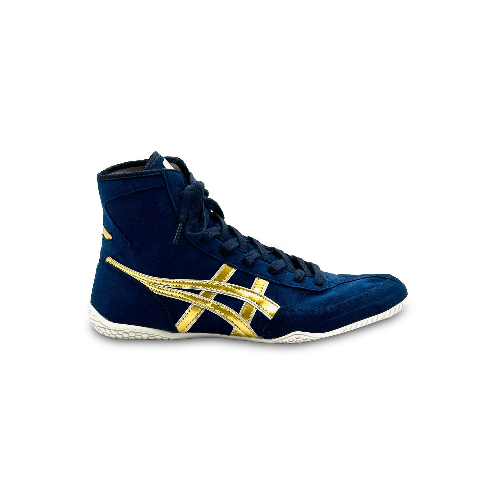 ASICS EX-EO Ringerschuhe Dunkelblau/Gold von der Außenseite