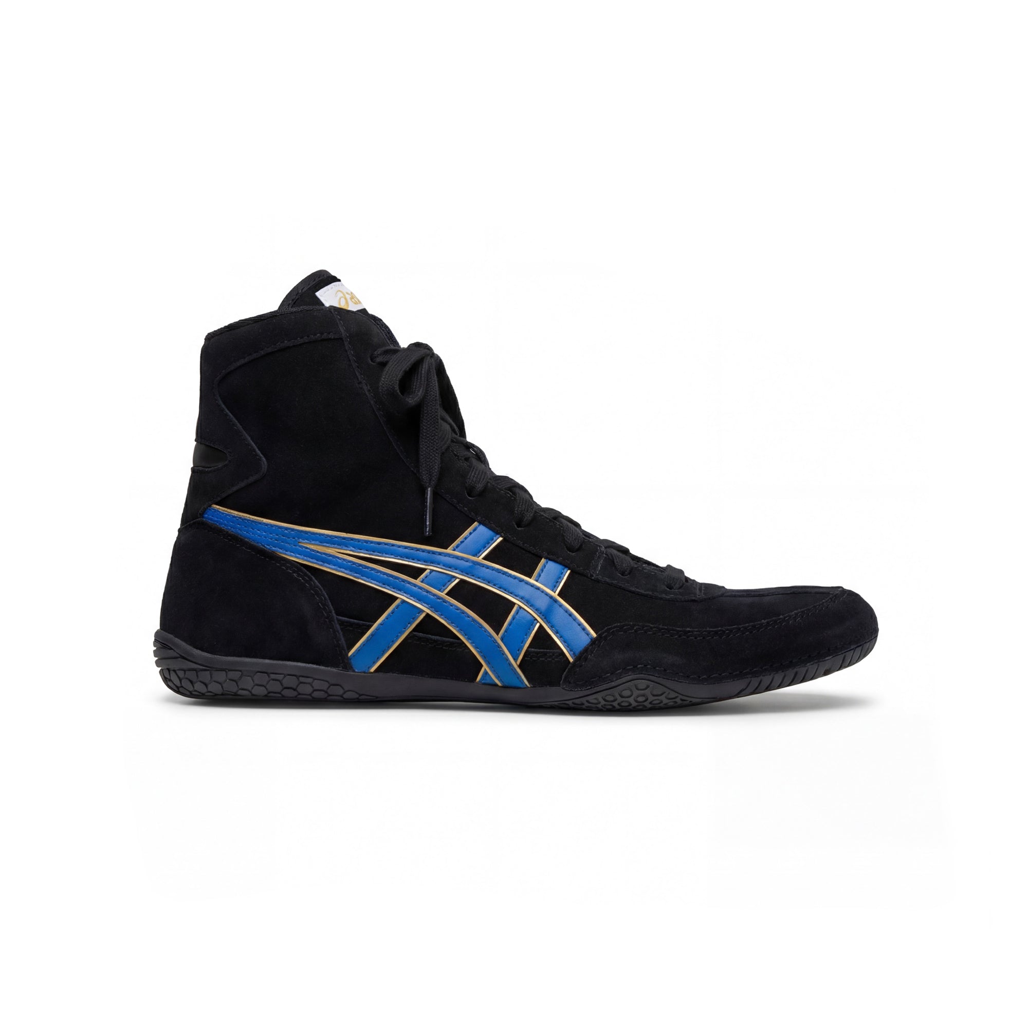 ASICS EX-EO Ringerschuh Schwarz/Blau/Gold – Seitenansicht Außenseite