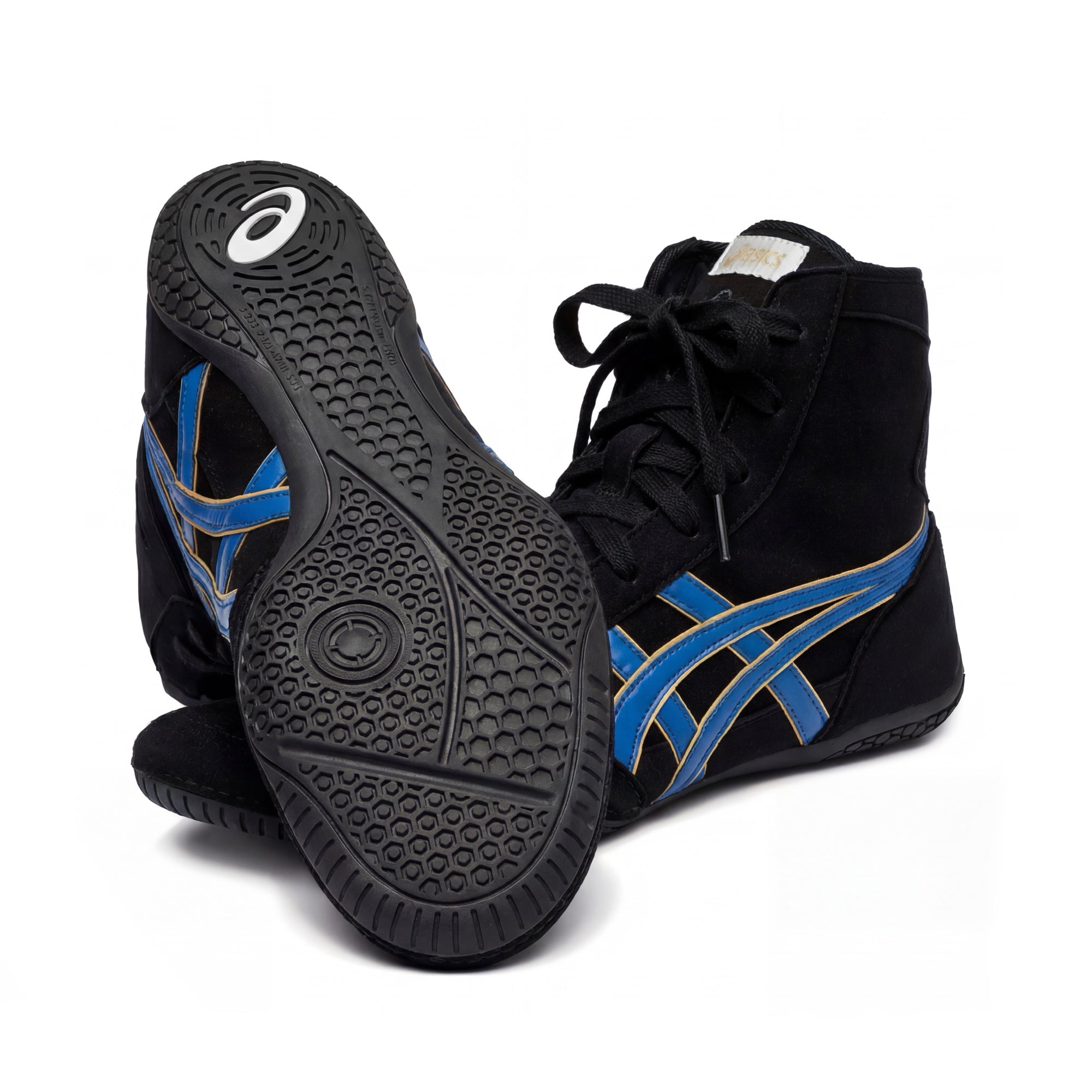 ASICS EX-EO wrestling shoes black/blue | WrestlerStore