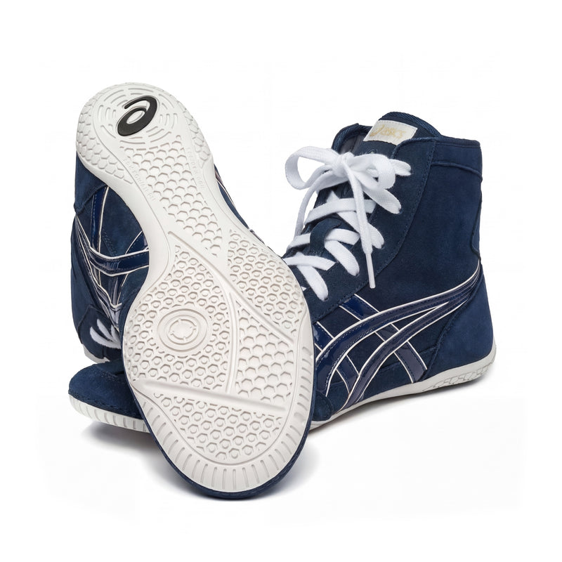 ASICS EX-EO Ringerschuhe Dunkelblau-Weiss – Sohlenprofil (Sohle im Fokus) | WrestlerStore