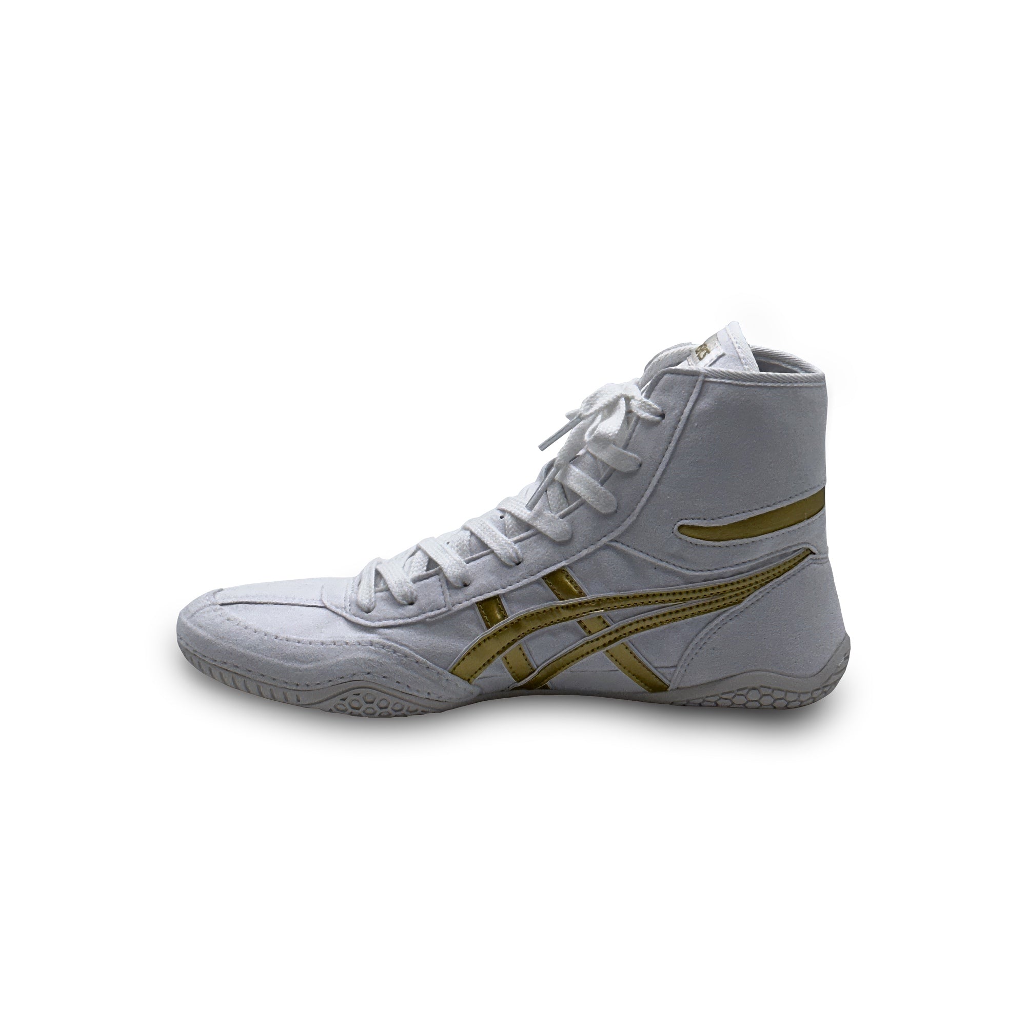 ASICS EX-EO Ringerschuhe Weiß Gold – Innenansicht mit goldenen Asics-Streifen