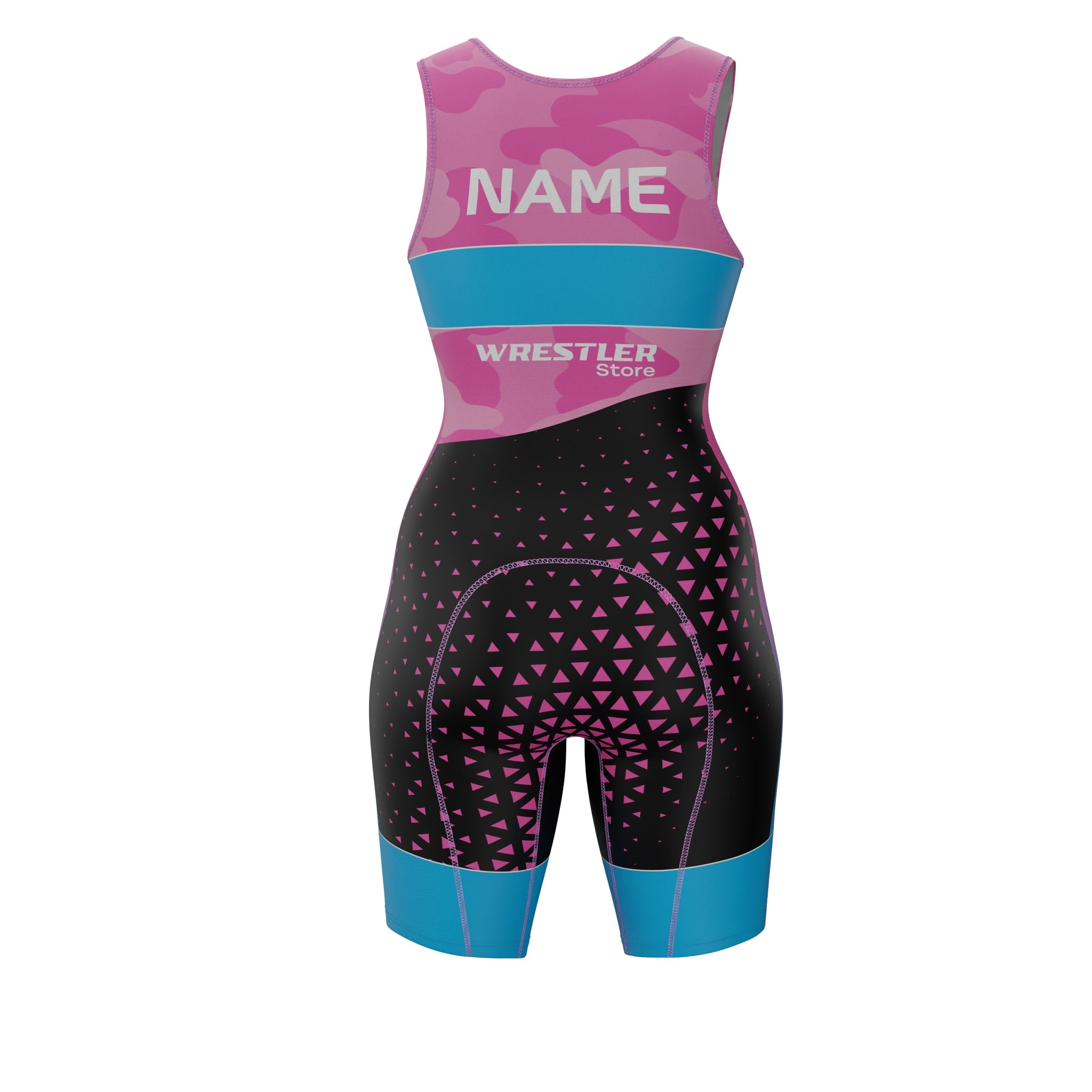 Ringertrikot Frauen WrestlerStore Pinkshift Blau von Hinten