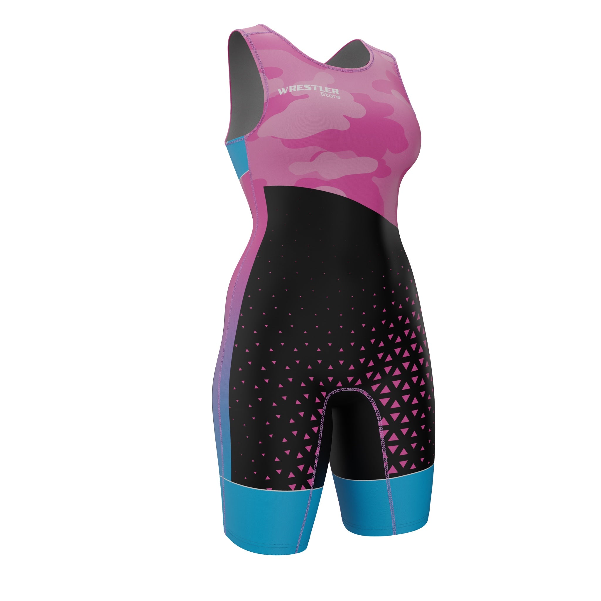 Ringertrikot Frauen WrestlerStore Pinkshift Blau von Vorne