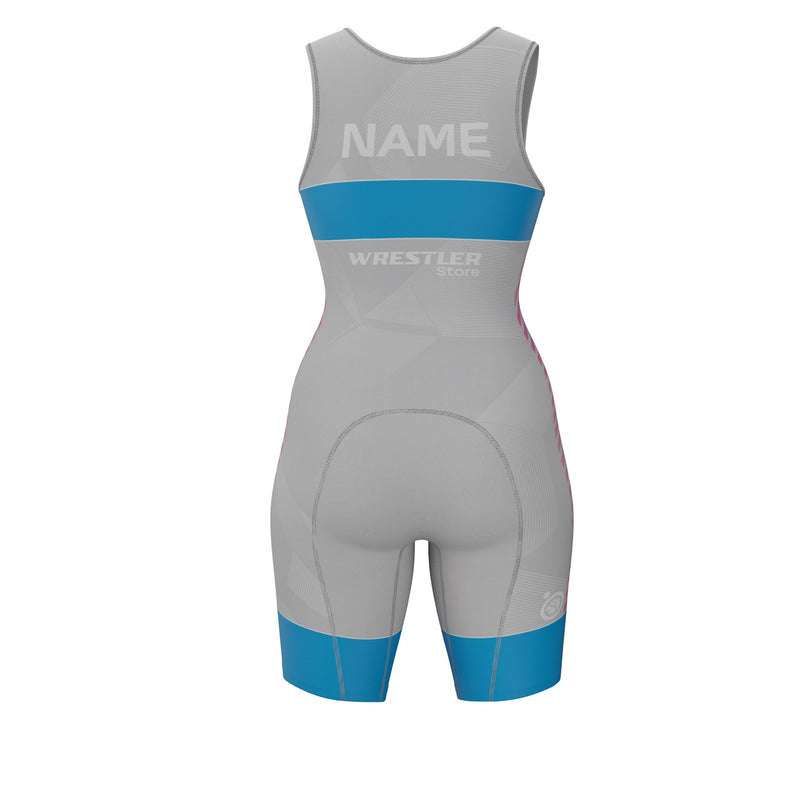 Ringertrikot Frauen WrestlerStore Steel Rose Blau von Hinten
