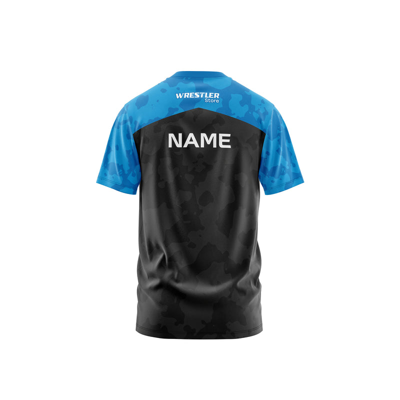 WrestlerStore Ringer T-Shirt Camo Blau Rückseite