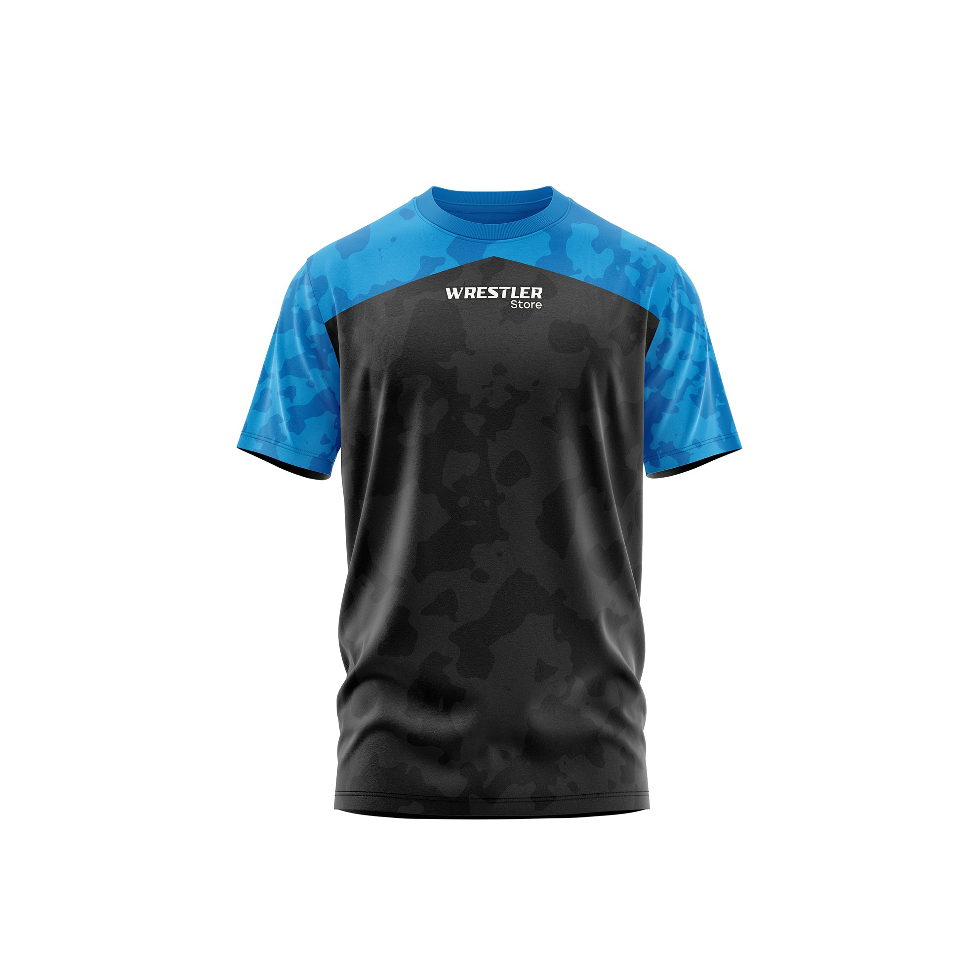 WrestlerStore Ringer T-Shirt Camo Blau Vorderseite