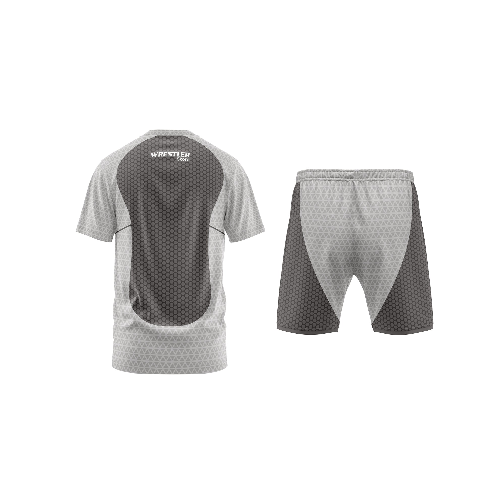 WrestlerStore Ringer Set Hive Grau Rückseite (T-Shirt & Shorts)