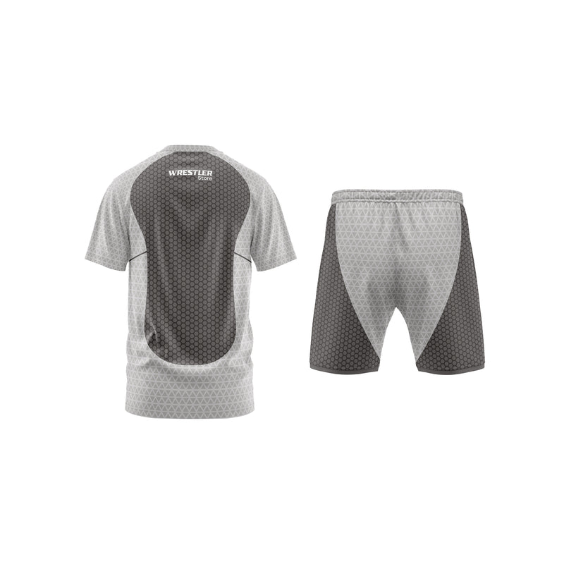 WrestlerStore Ringer Set Hive Grau Rückseite (T-Shirt & Shorts)